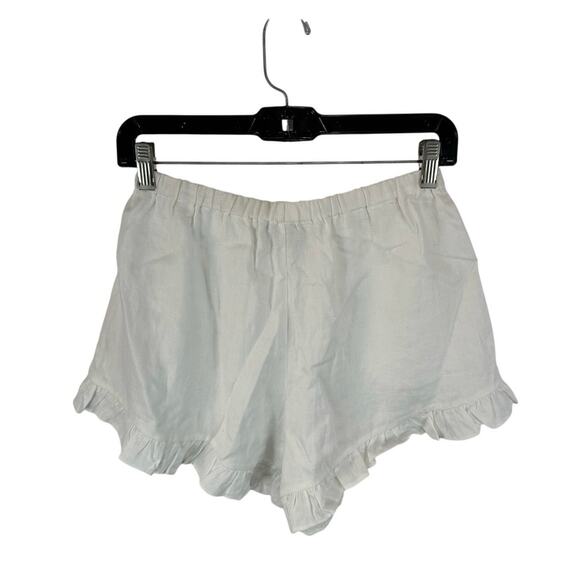 Joslin Studio Linen Shorts White Drawstring Waist Ruffle Trim Size 8 (US Size 4) - Picture 2 of 13